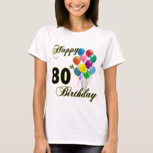 T-shirt feliz do aniversário do 80