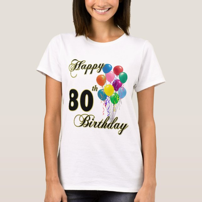 T-shirt feliz do aniversário do 80 (Frente)