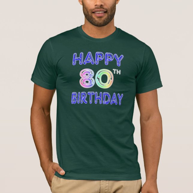 T-shirt feliz do aniversário do 80 (Frente)