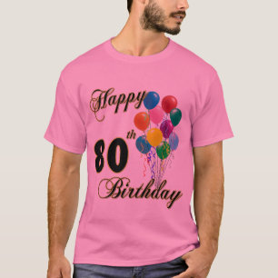 T-shirt feliz do aniversário do 80