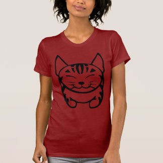 T-shirt feliz do gato das senhoras (gato malhado
