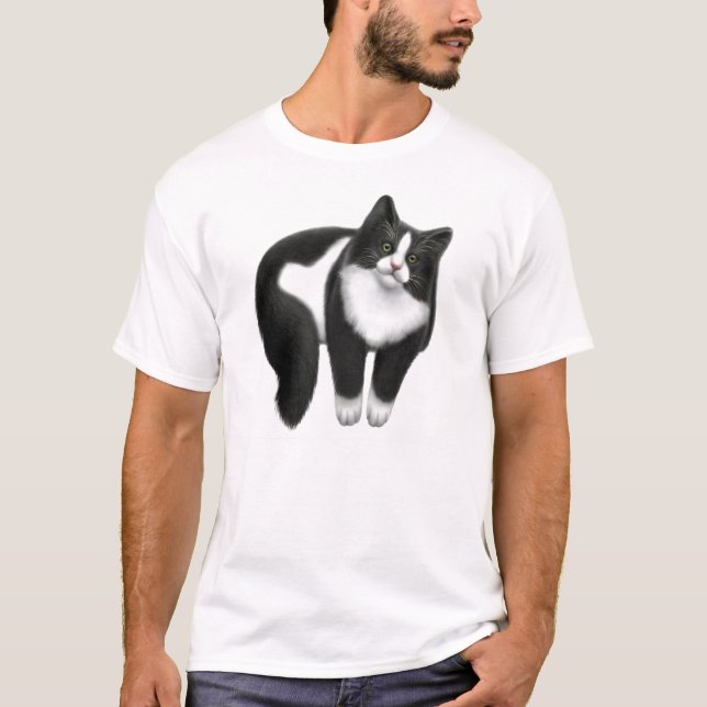 T-shirt feliz do gato do smoking (Frente)