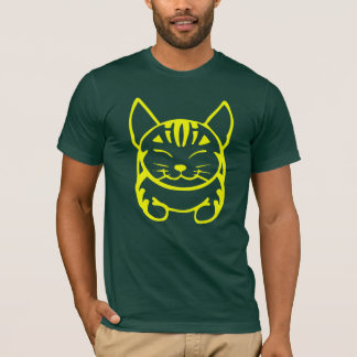 T-shirt feliz do gato dos homens (gato malhado