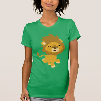 T-shirt feliz do Leão de Cartoon feminino