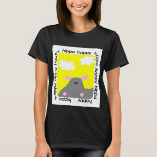 T-shirt feliz do Raglan da criança do hipopótamo