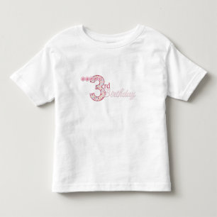 T-shirt feliz do rosa do aniversário de 3 anos