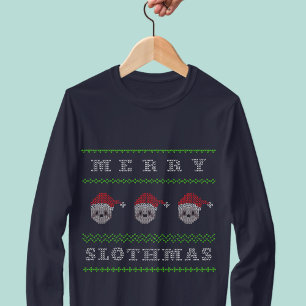 T-shirt Feliz Engraçada, Slothmas Fedorento, De Natal