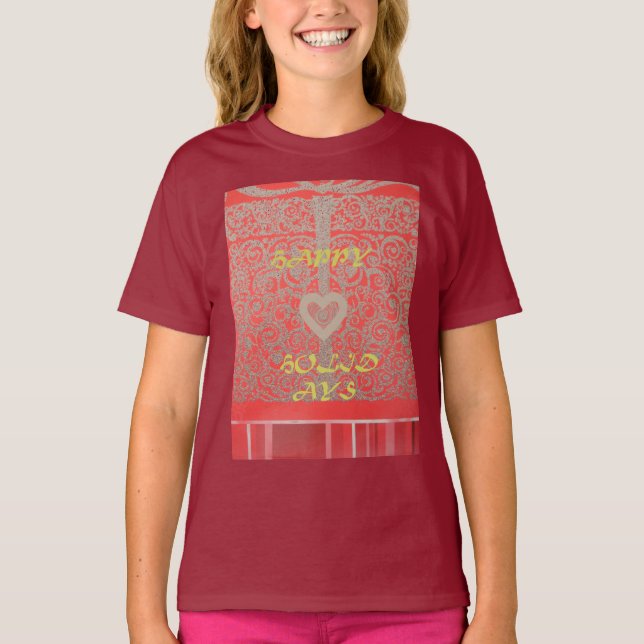T-shirt Feliz Feriados Vermelho design (Frente)