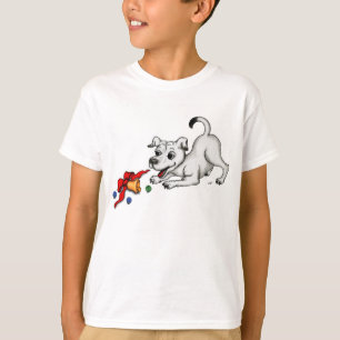 T-shirt Feliz Natal! Cachorro com Bell e Ball