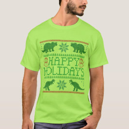 T-shirt Feliz Natal Dinossauro Ugly Xmas Sweater