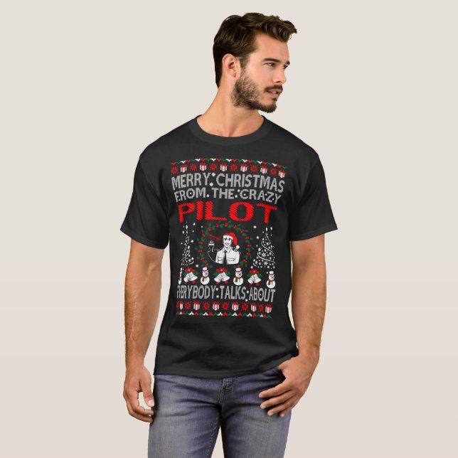 T-shirt Feliz Natal do Tshirt feio piloto da camisola (Frente Completa)
