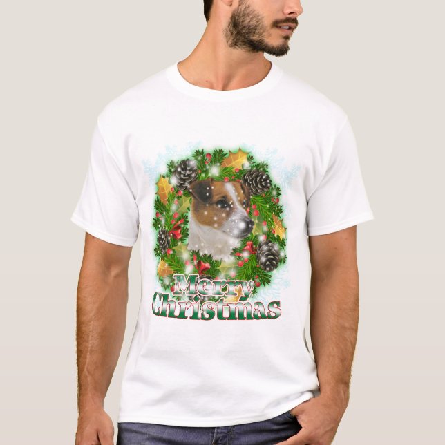 T-shirt Feliz Natal Jack Russell (Frente)
