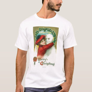 T-shirt Feliz Natal que abraça a cena do boneco de neve