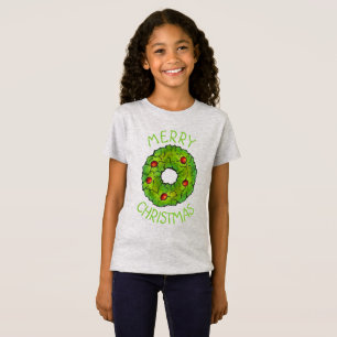 T-shirt Feliz Natal Red Green Holly Wreath Xmas Cookie