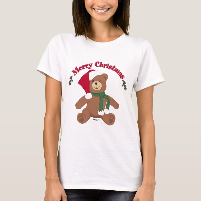 T-shirt Feliz Natal Teddy Bear (Frente)