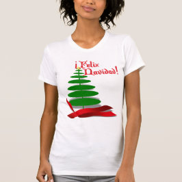 T-shirt Feliz Navidad - Árvore de Natal com Faixa Vermelha