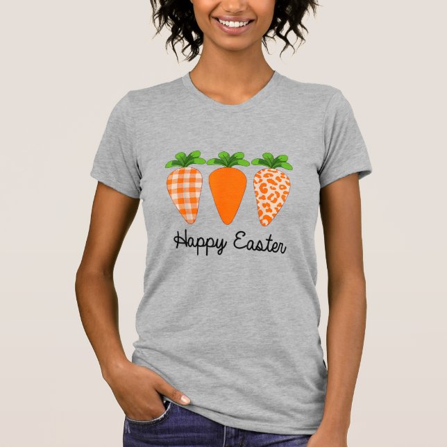 T-shirt Feliz Páscoa Cenoura Fofa De Páscoa (Frente)