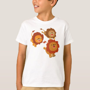 T-shirt Feliz Trio de Cartoons Bonitos Leões Crianças Cami