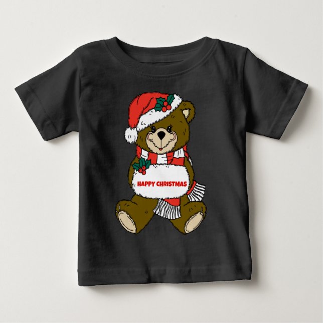 T-shirt Feliz Urso de Natal (Frente)