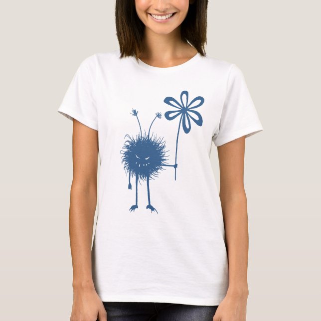 T-shirt Fêmea má azul do inseto da flor (Frente)