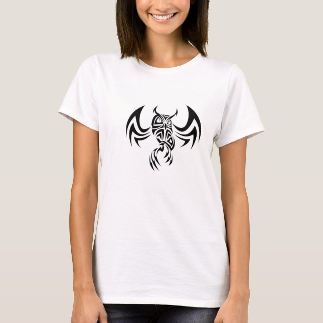 T-shirt feminina com coruja tribal (Frente)