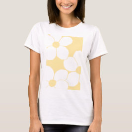 T-shirt feminina com impressão floral amarelo-mant