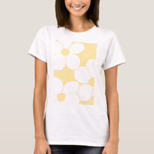 T-shirt feminina com impressão floral amarelo-mant