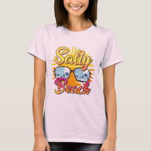 T-shirt feminina da Salty Beach Summer Hello Sum