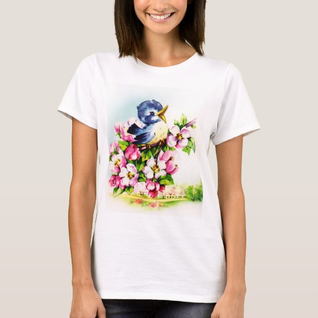 t-shirt feminina de adoradores de aves (Frente)