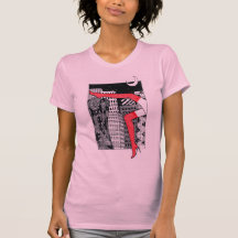 T-shirt feminina de na moda com uma fotografia
