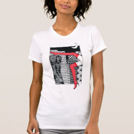 T-shirt feminina de na moda com uma fotografia