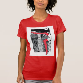T-shirt feminina de na moda com uma fotografia