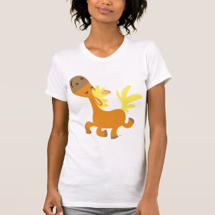 T-shirt feminina feliz do cartoon Pony