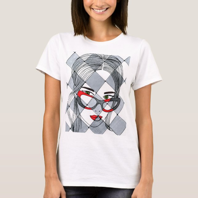 t-shirt feminina fofa com impressão (Frente)