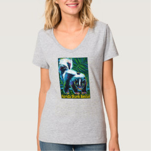 T-shirt feminina no pescoço V - Design alternativ