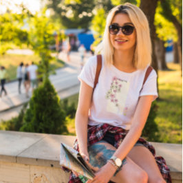 T-shirt feminina verde-rosa