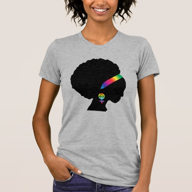 T-shirt Feminista afro-americana LGBTQ+ (Frente)