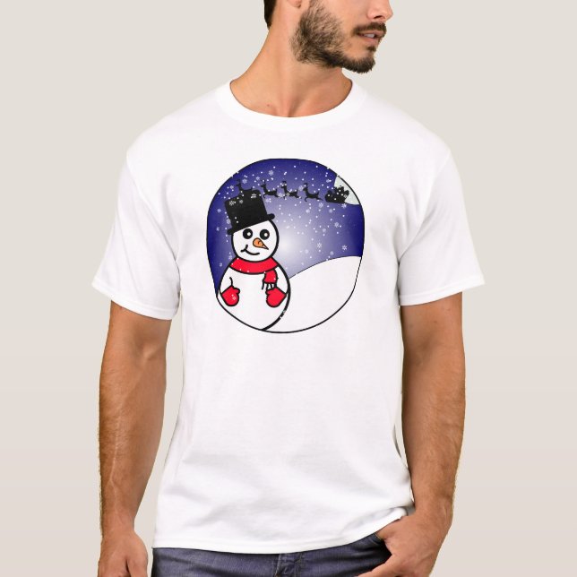T-shirt Feriado de inverno de Snowman Fresado em Cute (Frente)