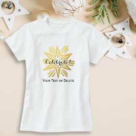 T-shirt Feriado Festivo em Estrelas de Ouro Personalizado