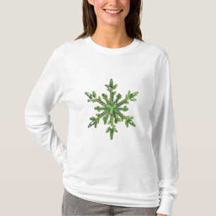 T-shirt Feriados de inverno Pinho Floco de neve Fêmea de