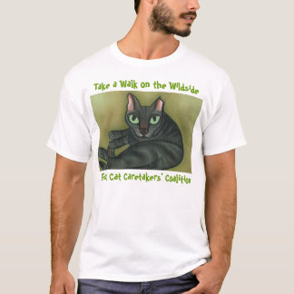 T-shirt feroz do gato - luz - rotulação verde