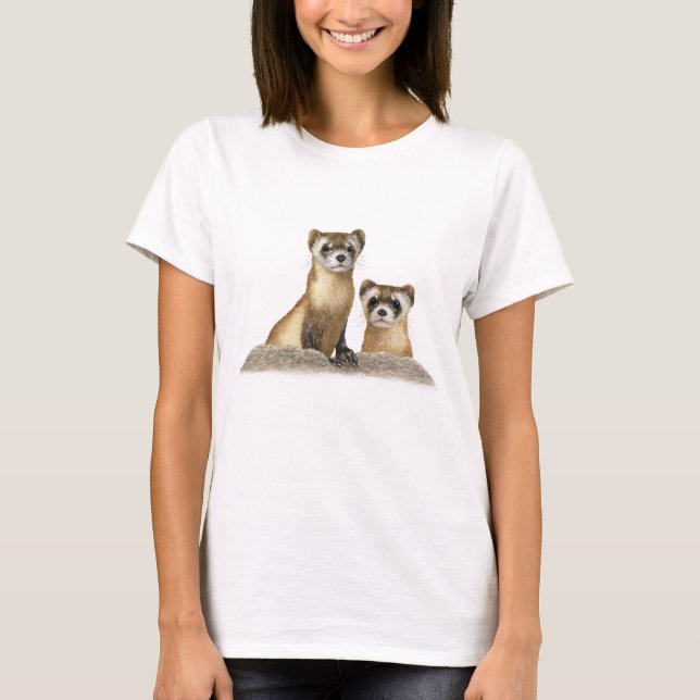 T-shirt Ferret Duo de pés pretos (Frente)