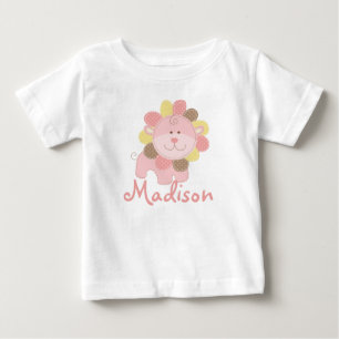 T-shirt Festa de Aniversário Personalizada Leão Rosa Fofo 