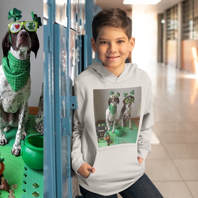 T-shirt Festa de cães Dias de São Patrícios Crianças Hoodi (St Patrick's Day Dogs Party Kids Hoodie)