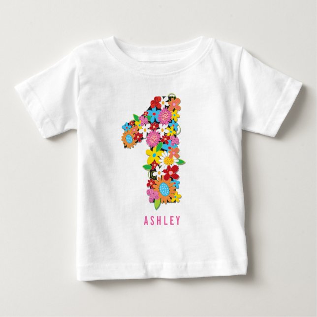 T-shirt Festa de primeiro aniversario de Garden One Girl (Frente)