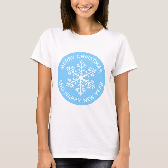 T-Shirt Festivo Azul Floco de Neve (Frente)