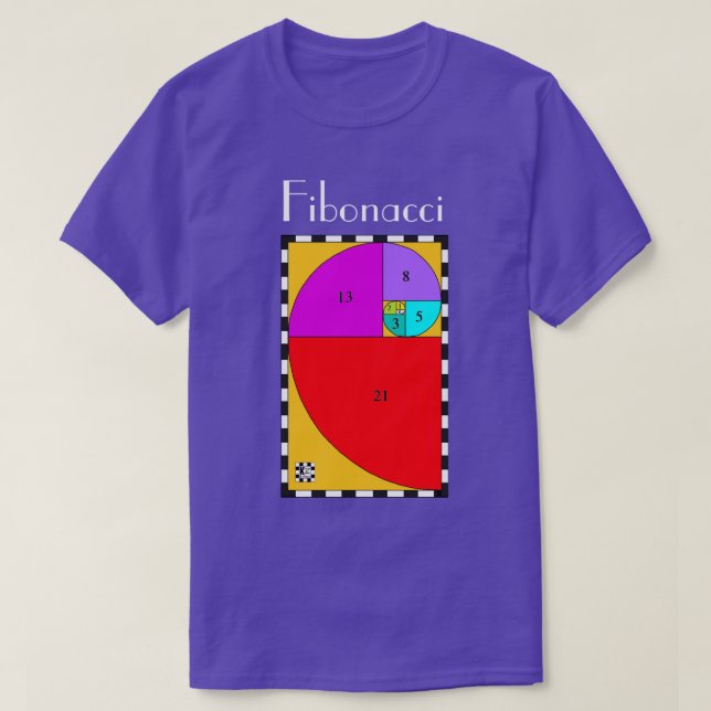 T-Shirt Fibonacci Colorida (Frente do Design)