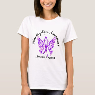 T-shirt Fibromialgia da borboleta 6,1 do tatuagem do