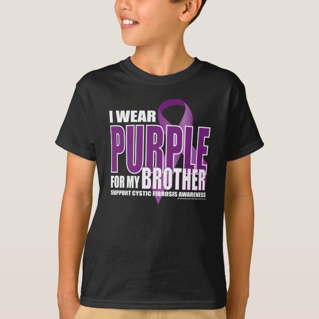 T-shirt Fibrose cística: Roxo para o irmão (Frente)