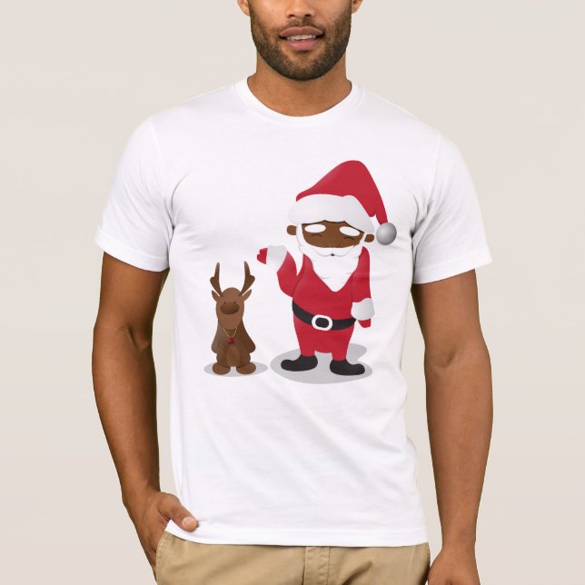 T-shirt Ficares em casa do Feliz Natal: Papai noel & (Frente)